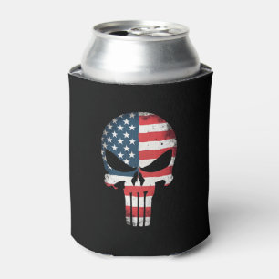 4th Of July Shirt For Women Men American Flag Skul Can Cooler