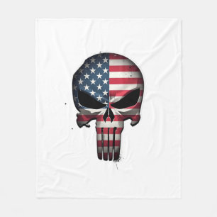 4th Of July Shirt For Women Men American Flag Skul Fleece Blanket