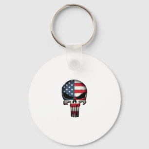 4th Of July Shirt For Women Men American Flag Skul Keychain