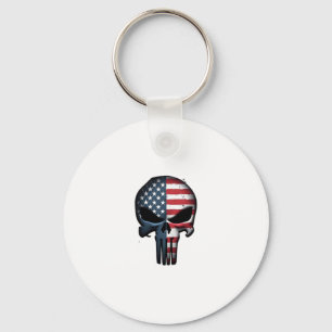 4th Of July Shirt For Women Men American Flag Skul Keychain