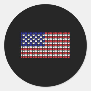 4th Of July Shirt Heart Us American Flag Kids Wome Classic Round Sticker