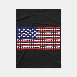 4th Of July Shirt Heart Us American Flag Kids Wome Fleece Blanket
