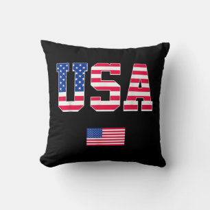 4th of July Shirt USA Patriotic US American Flag W Throw Pillow