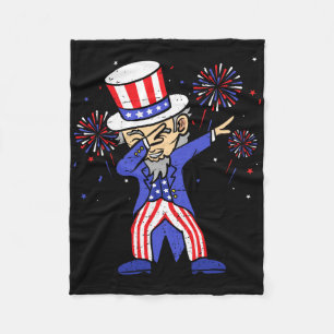 4th Of July Shirts For Kids Funny Dabbing Uncle Sa Fleece Blanket