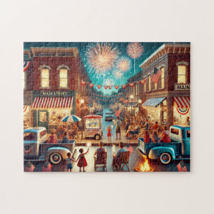 4th of July Small Town Vintage Americana Jigsaw Puzzle