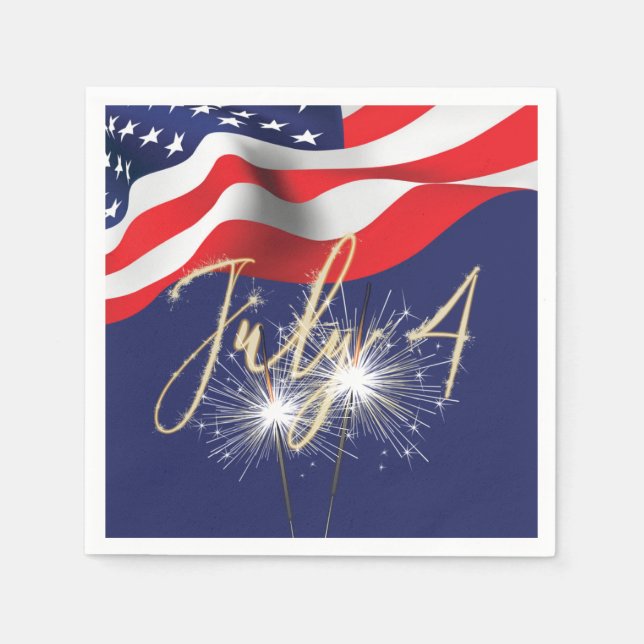 4th of July Sparklers and Flag Napkins (Front)