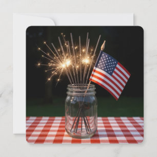 4th of July Sparklers and Flags Invitation