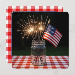 4th of July Sparklers and Flags Invitation