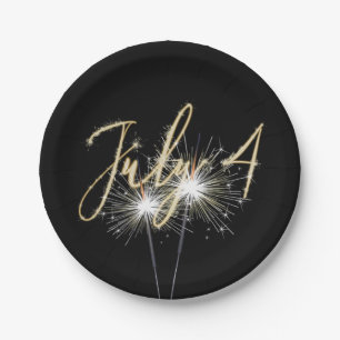 4th of July Sparklers on Black Paper Plate