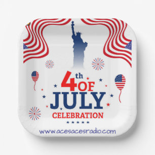 4th of july square paper plate