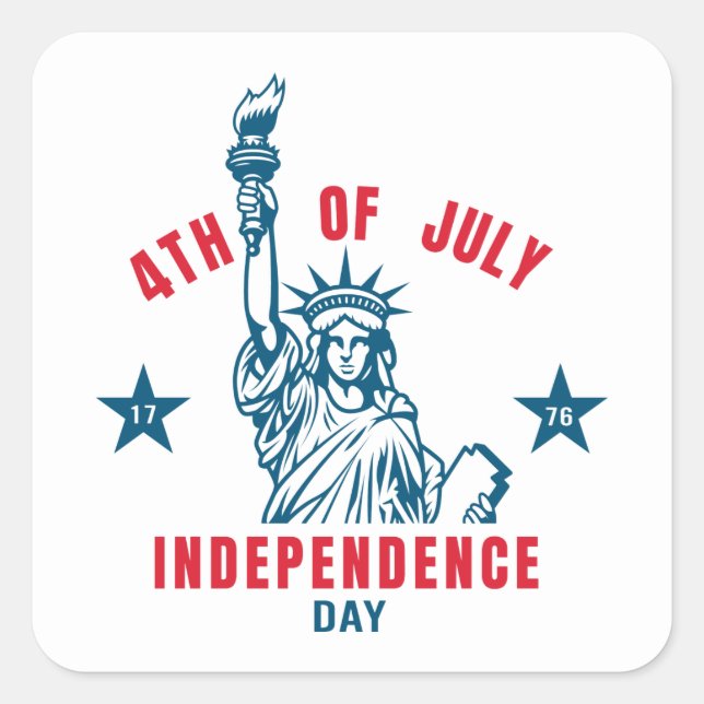4th of July  Square Sticker (Front)