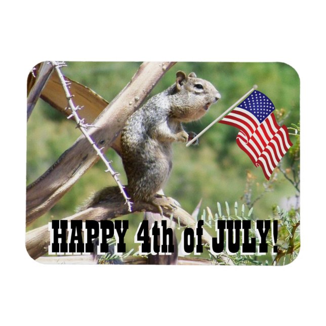 4th of July Squirrel Refrigerator Magnet (Horizontal)