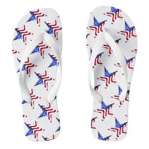 4th of July, Star & USA Flag Flip Flops