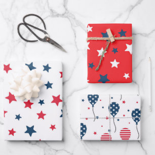 4th of July Stars and Balloons Wrapping Paper – US