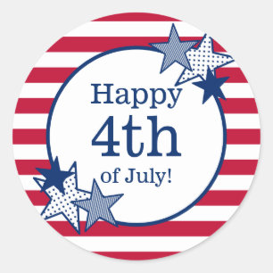 4th of July Stars and Stripes Modern Patriotic Classic Round Sticker