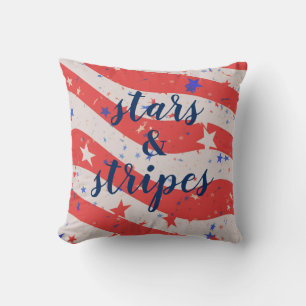 4th of July Stars and Stripes Patriotic Flag Throw Pillow