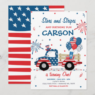 4th Of July Stars Stripes And Birthday Fun Invitation