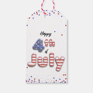 4th of July Stars Stripes Foil Balloons Gift Tags