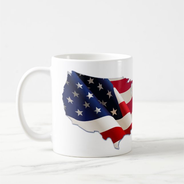 4th of July, Stars & Stripes Map of US, Mug (Left)