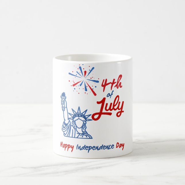 "4th of July" Statue of Liberty Fireworks Coffee Mug (Center)