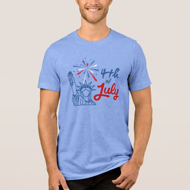 4th of July Statue of Liberty Fireworks T-Shirt Tri-Blend Shirt (Front)