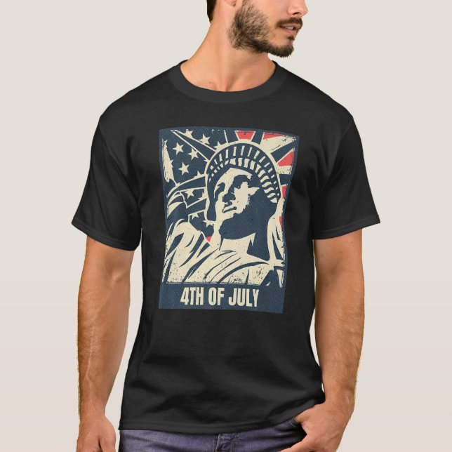 4th Of July Statue Of Liberty  Patriotic Usa Ameri T-Shirt (Front)