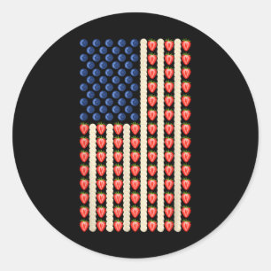 4th Of July Strawberry Jello Usa Flag Cake Men Wom Classic Round Sticker