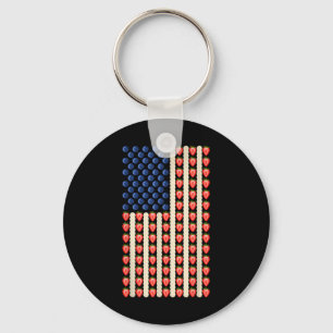 4th Of July Strawberry Jello Usa Flag Cake Men Wom Keychain