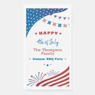 4th of July Summer Party Red White Blue Patriotic Napkin