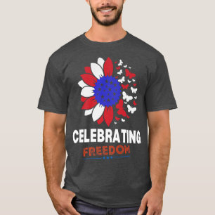 4th of July sunflower butterflies american flag me T-Shirt