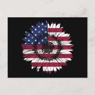 4th of July Sunflower Independence Day USA Flag  Postcard
