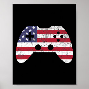 4th Of July T Shirt Video Game Gamer Kids Boys Men Poster
