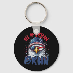4th Of July Tee All American Bruh Funny Kids Teen Keychain