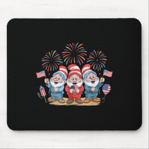 4th Of July Three Gnomes Celebrating Usa Independe Mouse Pad