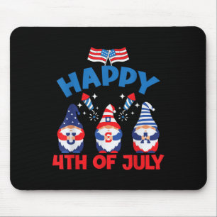 4th Of July Three Gnomes Celebrating Usa Independe Mouse Pad