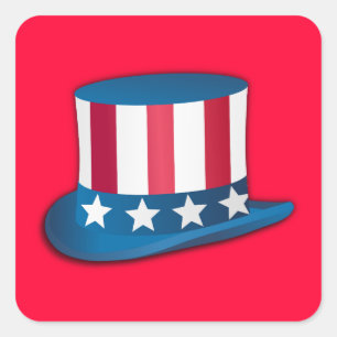 4th of July Top Hat Square Sticker