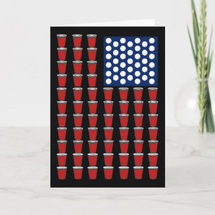 4th Of July Trendy Red Solo Cup Beer Pong Usa Flag Card