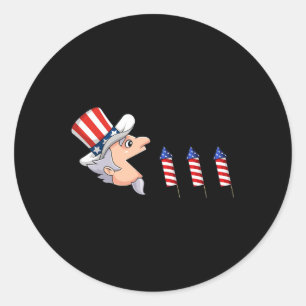 4th Of July Uncle Sam American Fireworks Fun Boys  Classic Round Sticker
