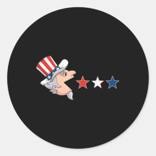 4th Of July Uncle Sam American Stars Fun Boys Girl Classic Round Sticker