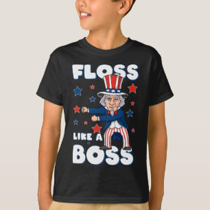 4th Of July Uncle Sam Floss Like A Boss Boys Kids  T-Shirt