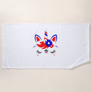 4th of July Unicorn Top Funny Cute Patriotic Women Beach Towel