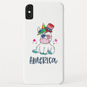 4th of July Unicorn with USA Flag Sun Glasses iPhone XS Max Case
