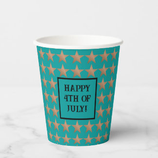 4th of July Unique Copper and Turquoise Paper Cups