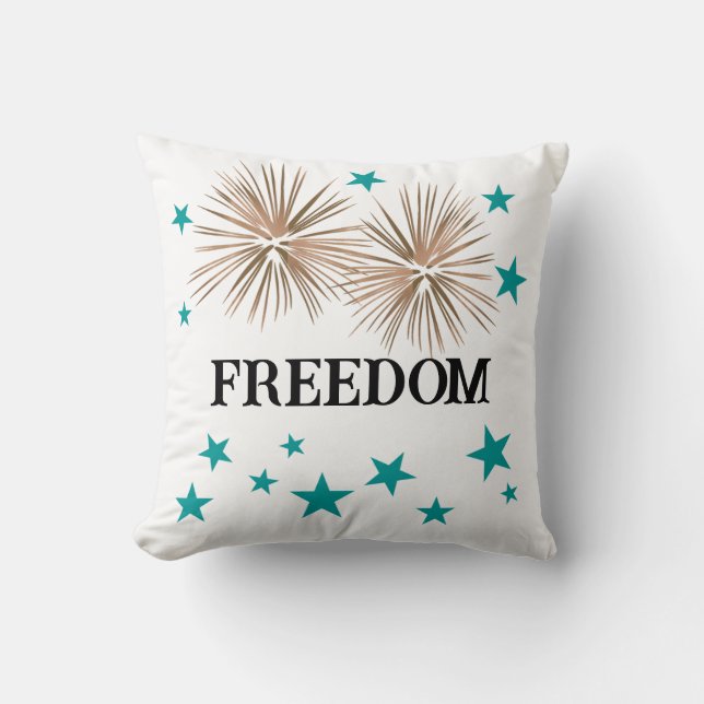4th of July Unique Rustic Copper & Turquoise  Throw Pillow (Front)