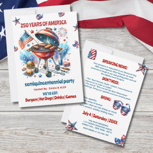 4th of July United states semiquincentennial Party Invitation