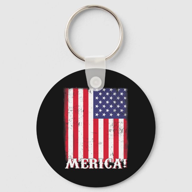 4th Of July US American Flag Patriotic  Keychain (Front)