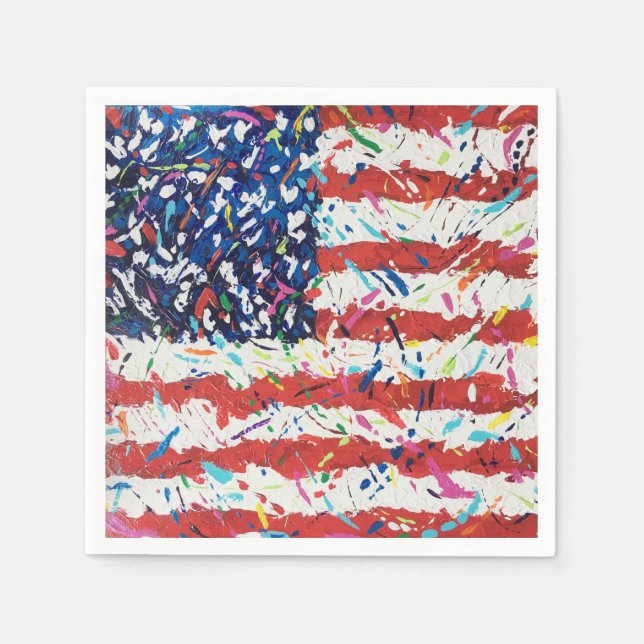 4th of July US Confetti Flag Cocktail Napkins (Front)