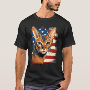 4th Of July US Flag Abyssinian Cat 1 T-Shirt