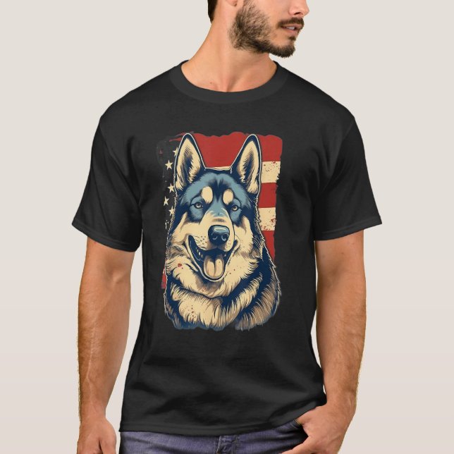 4th Of July US Flag Akita Dog T-Shirt (Front)