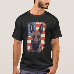 4th Of July US Flag Belgian Malinois Dog T-Shirt